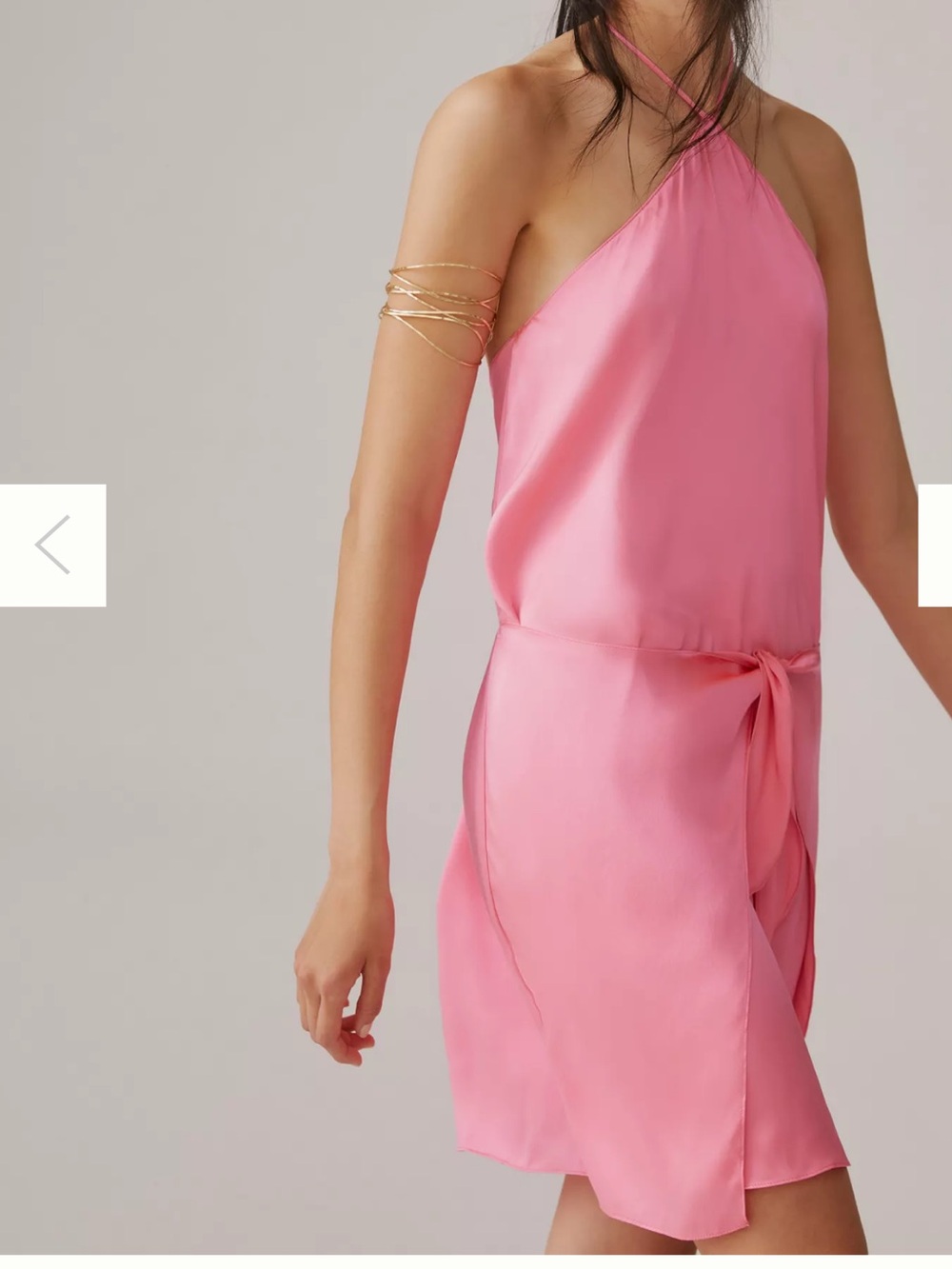 NWT Amanda Uprichard Marrone Silk Halter Mini Dress Pink Rose Ribbon Sz M - Picture 3 of 13